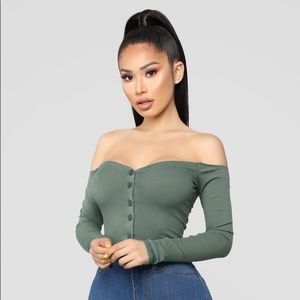 Talk that talk off the shoulder top